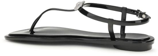 Mach&Mach MACH & MACH Black Rubber Flat Sandals Zwart