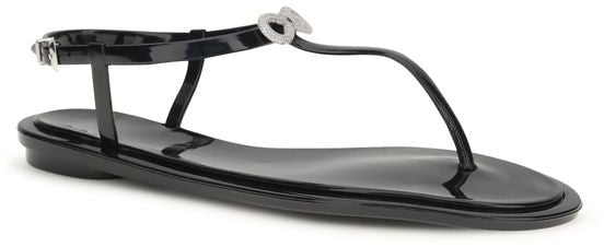 Mach&Mach MACH & MACH Black Rubber Flat Sandals Zwart