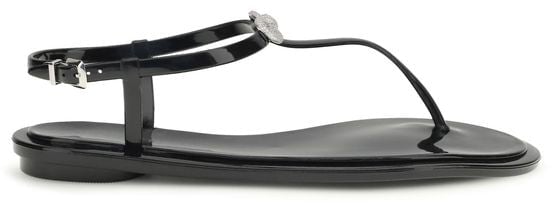 Mach&Mach MACH & MACH Black Rubber Flat Sandals Zwart