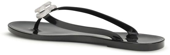 Mach&Mach MACH & MACH Black Rubber Flat Sandals Zwart