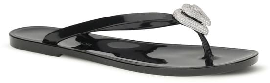 Mach&Mach MACH & MACH Black Rubber Flat Sandals Zwart