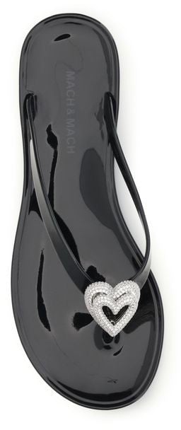 Mach&Mach MACH & MACH Black Rubber Flat Sandals Zwart