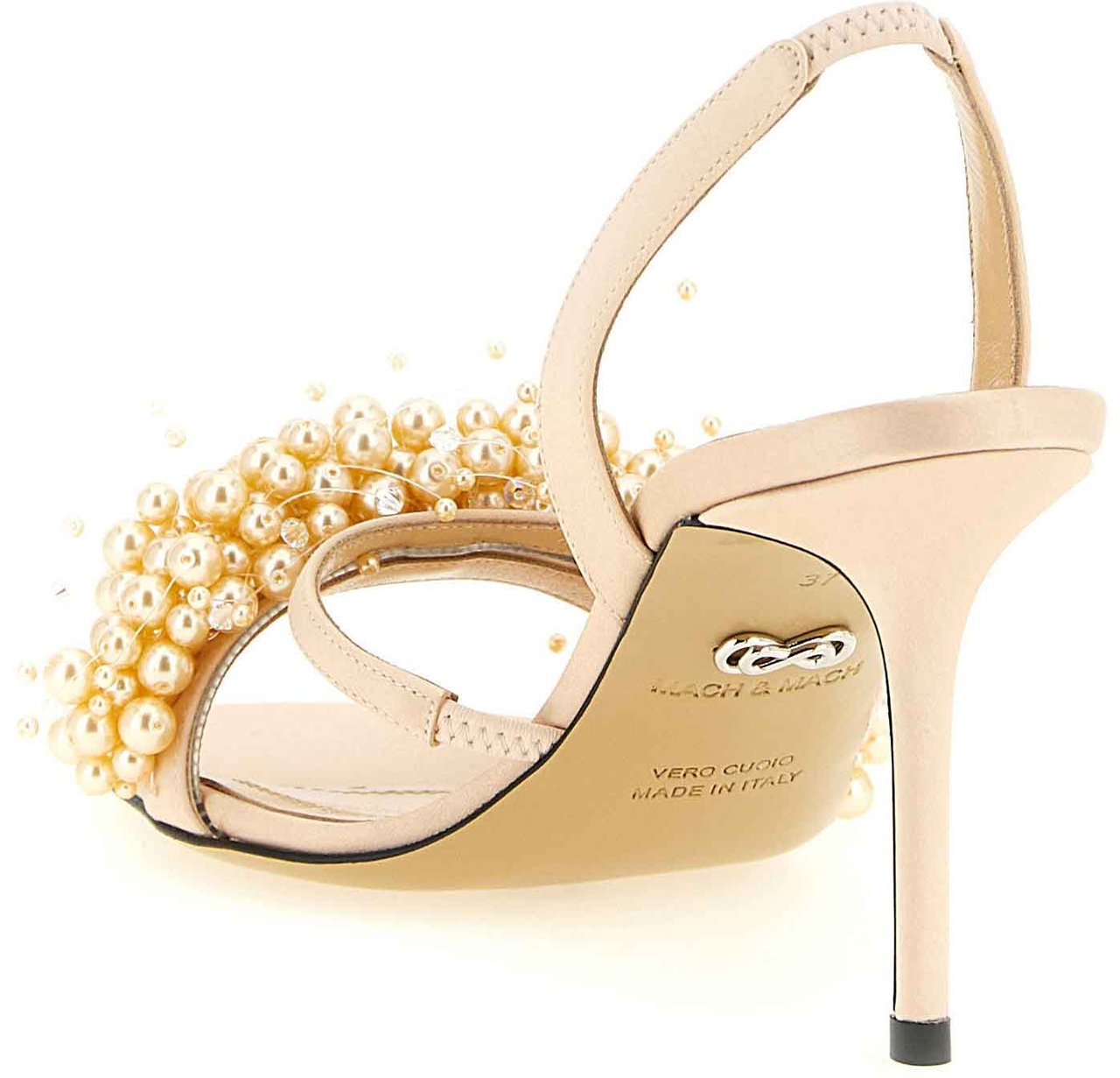 Mach&Mach MACH & MACH Gold Satin Stiletto Heel Sandals Goud