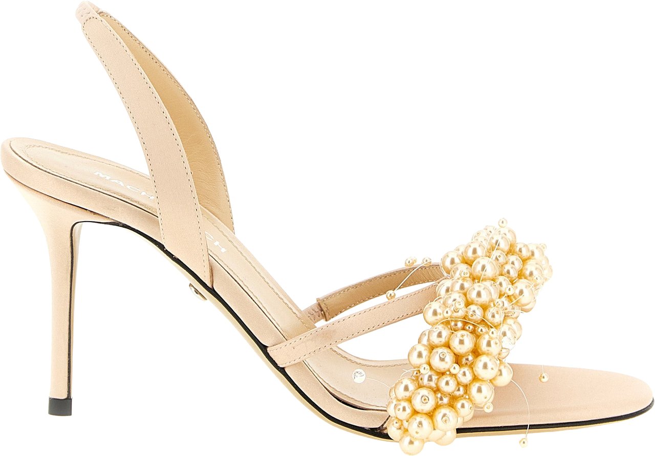 Mach&Mach MACH & MACH Gold Satin Stiletto Heel Sandals Goud