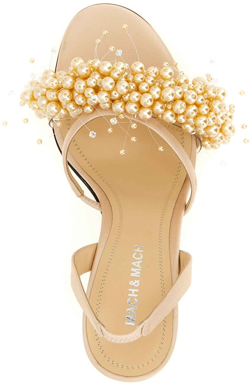 Mach&Mach MACH & MACH Gold Satin Stiletto Heel Sandals Goud