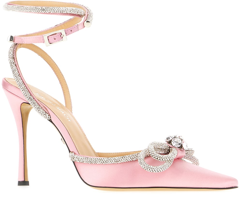 Mach&Mach Mach&mach Pink satin Double bow pumps Roze