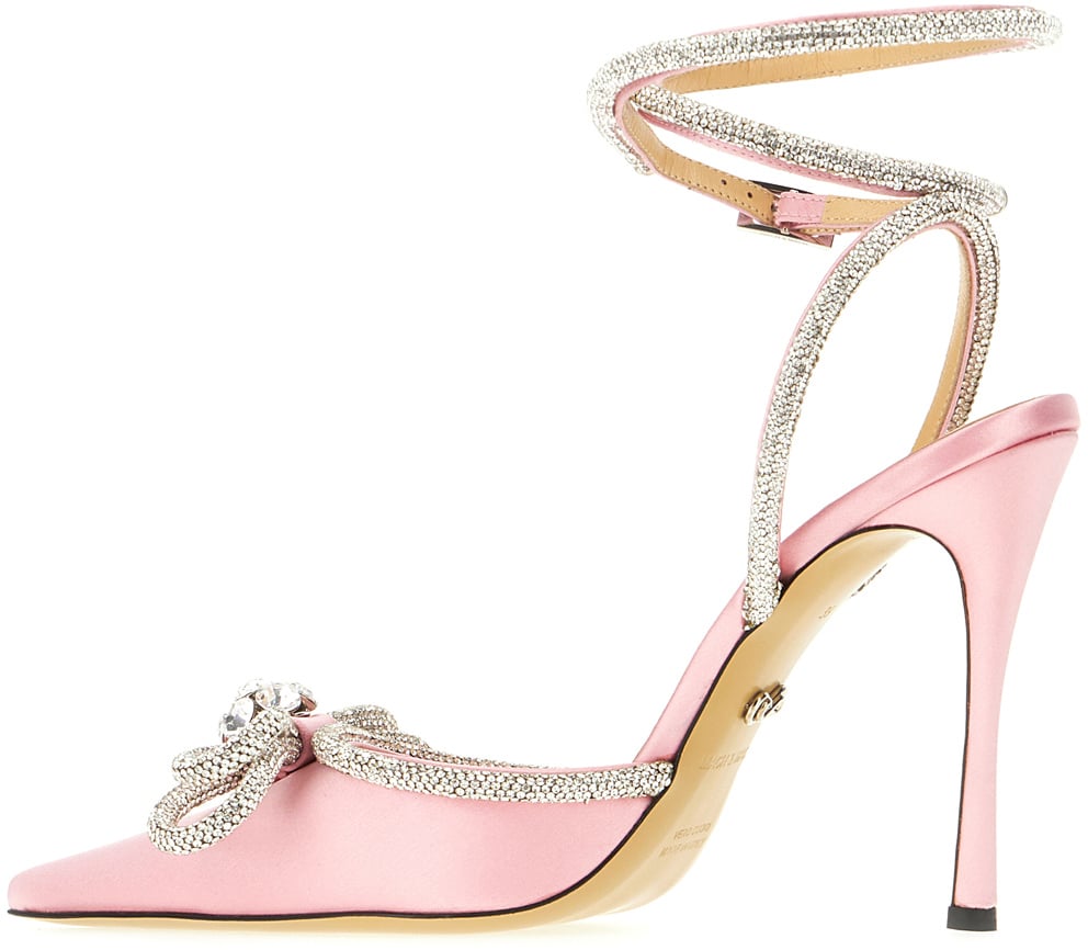 Mach&Mach Mach&mach Pink satin Double bow pumps Roze