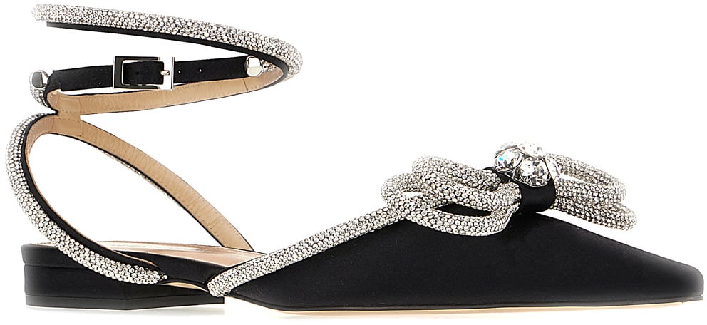 Mach&Mach Mach&mach Black satin Double bow ballerinas Zwart