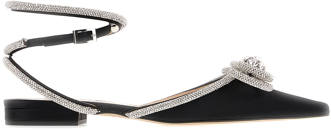 Mach&Mach Mach&mach Black satin Double bow ballerinas Zwart