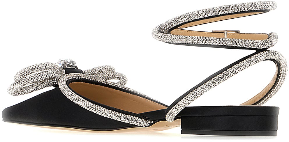 Mach&Mach Mach&mach Black satin Double bow ballerinas Zwart