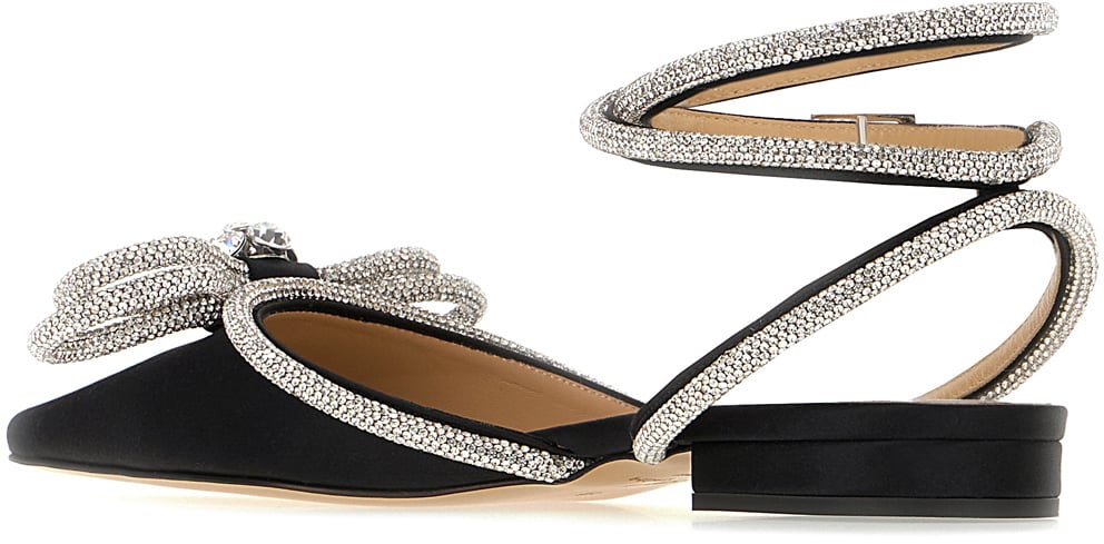 Mach&Mach Mach&mach Black satin Double bow ballerinas Zwart