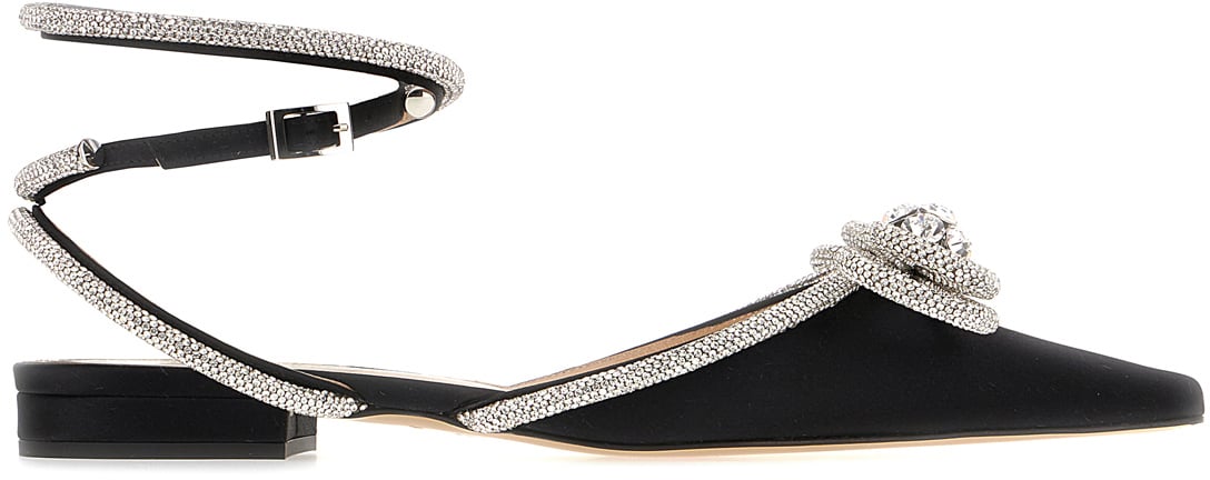 Mach&Mach Mach&mach Black satin Double bow ballerinas Zwart