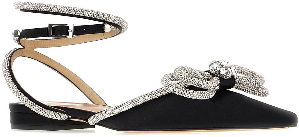 Mach&Mach Mach&mach Black satin Double bow ballerinas Zwart