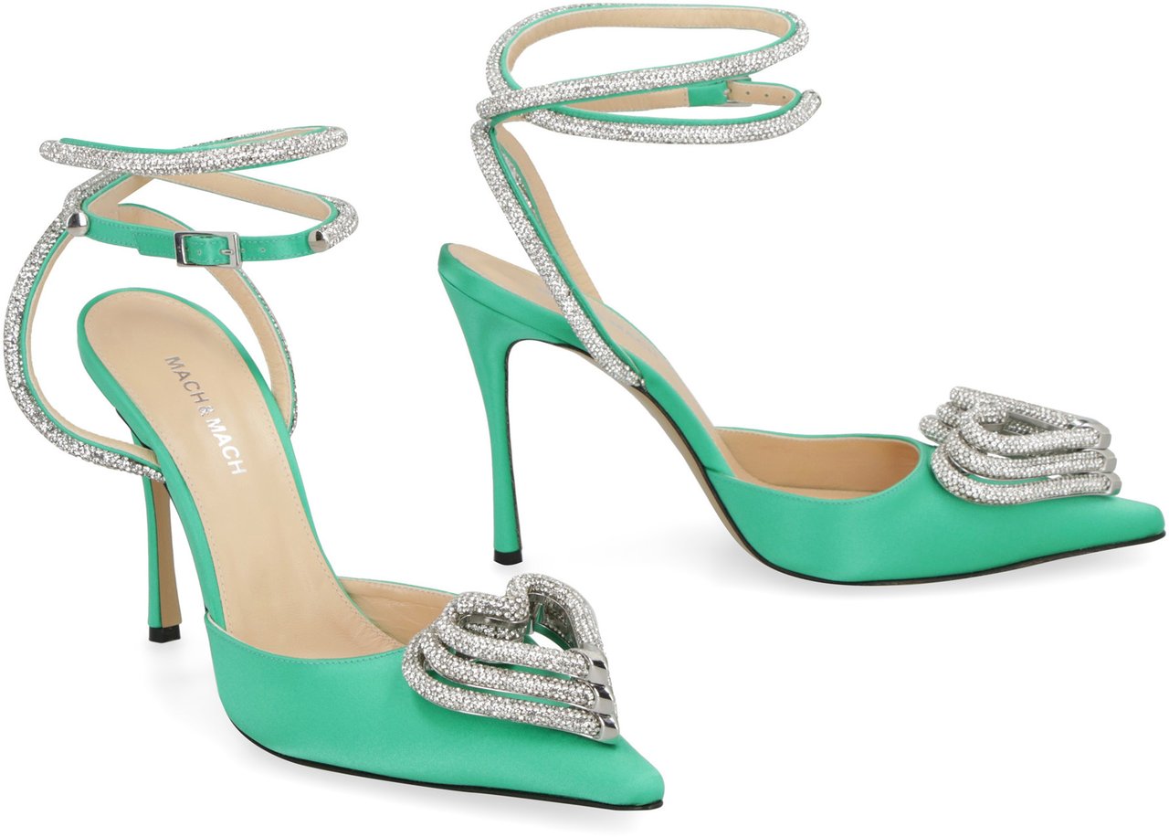 Mach & Mach pre Pumps satin slingback pumps Groen