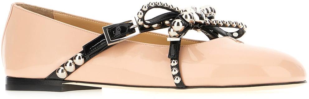 Mach&mach Pink leather Crystal Studs ballerinas Roze
