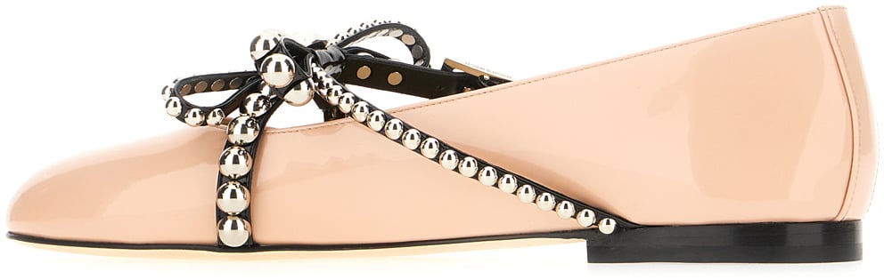 Mach&mach Pink leather Crystal Studs ballerinas Roze