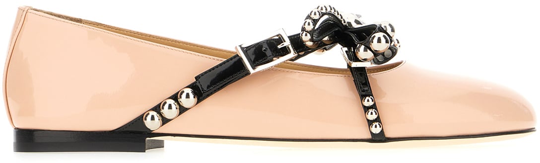 Mach&mach Pink leather Crystal Studs ballerinas Roze