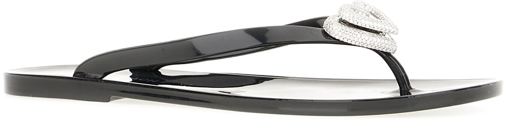 Mach&mach Black PVC thong sandals Zwart