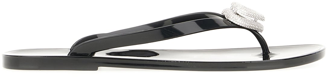 Mach&mach Black PVC thong sandals Zwart