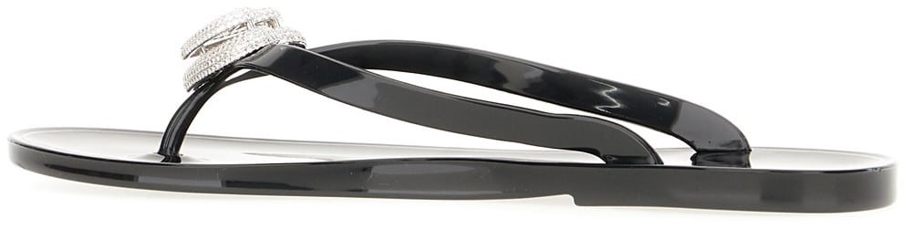Mach&mach Black PVC thong sandals Zwart
