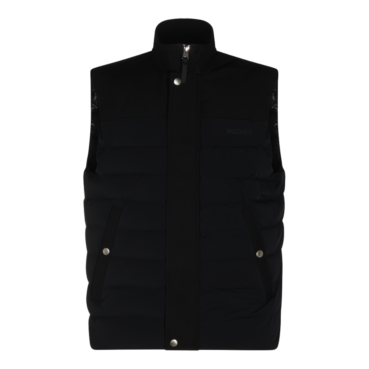 Mackage Quilted Sleeveless Vest with High Collar Zwart