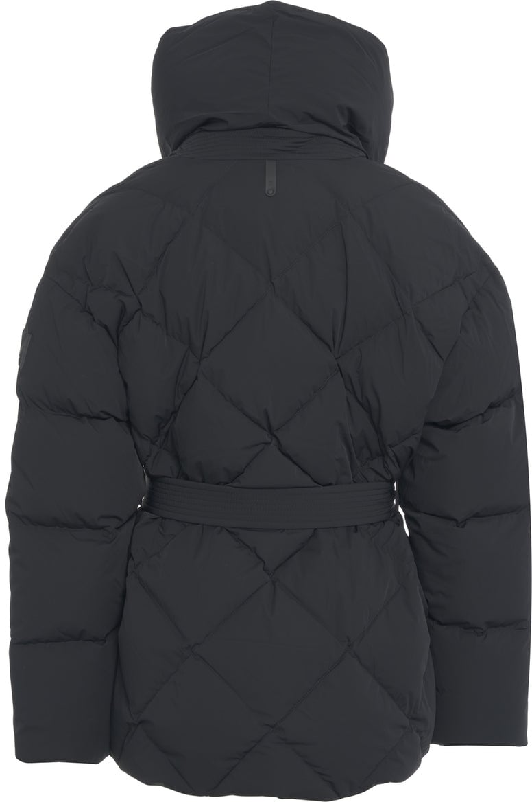 Mackage Down jacket with waist belt 'Olive' Zwart