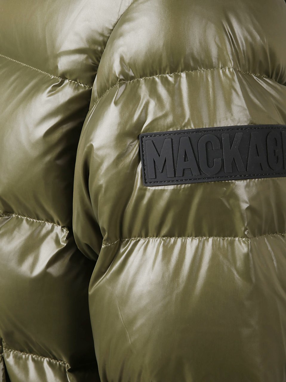 Mackage Shiny Quilted Green Padded Jacket With Hood Grijs
