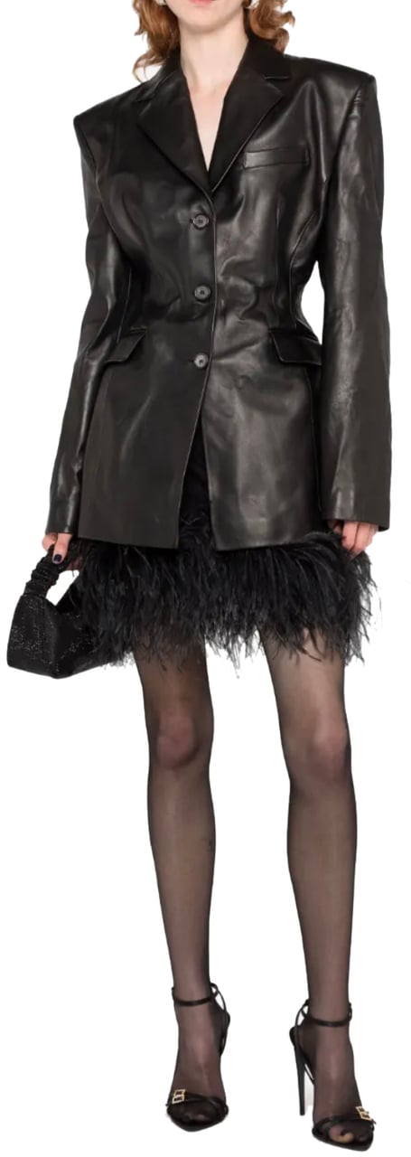 Magda Butrym Leather 01 Blazer Black Zwart