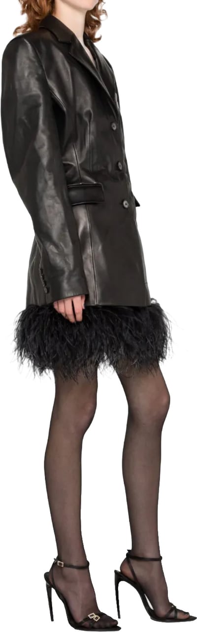 Magda Butrym Leather Blazer Black Zwart