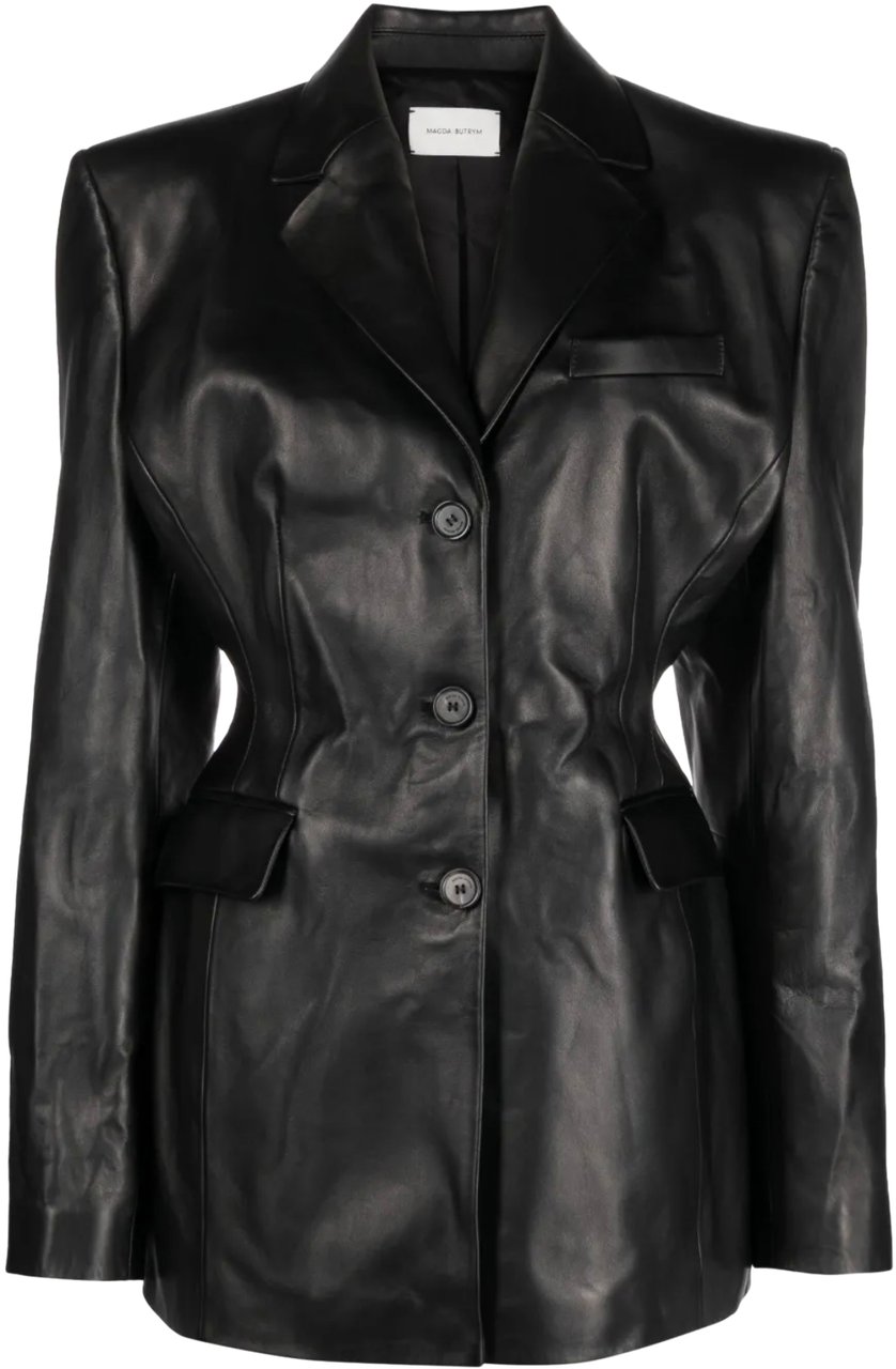 Magda Butrym Leather 01 Blazer Black Zwart