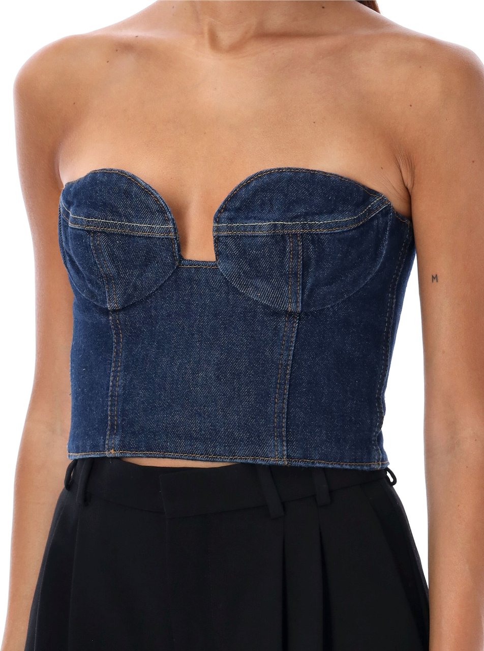 Magda Butrym Bustier Denim Top Blu Blauw