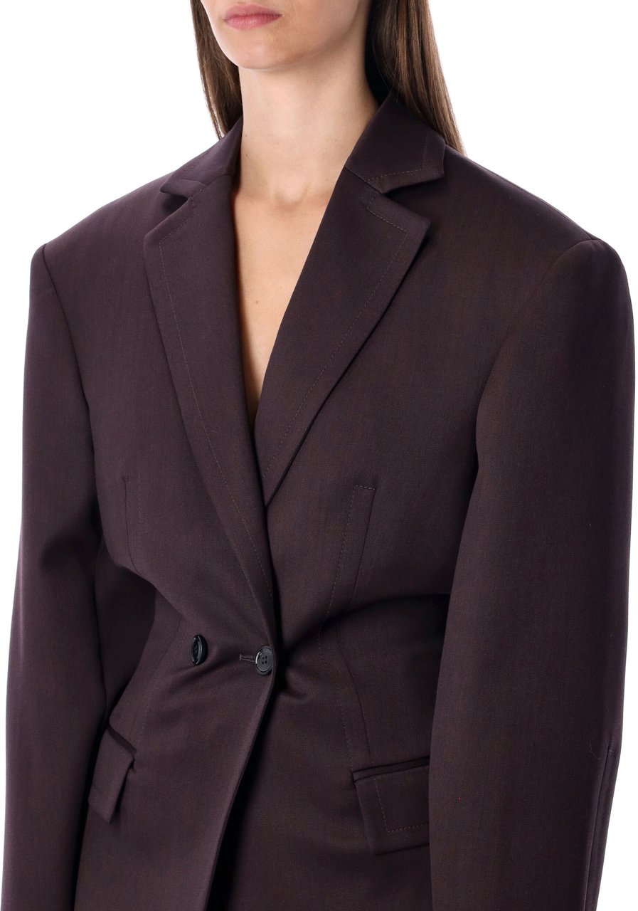 Magda Butrym Db Breast Fitted Blazer Burgundy Viola Paars