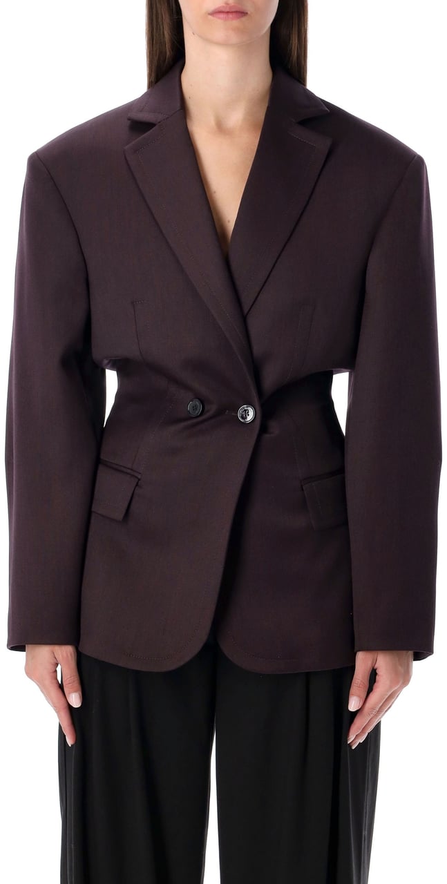 Magda Butrym Db Breast Fitted Blazer Burgundy Viola Paars