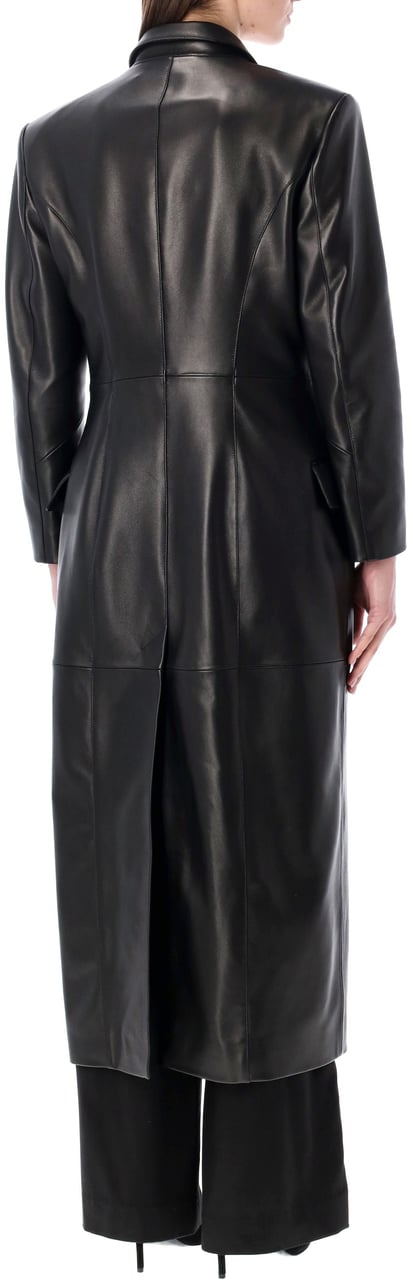 Magda Butrym Leather Coat Nero Zwart