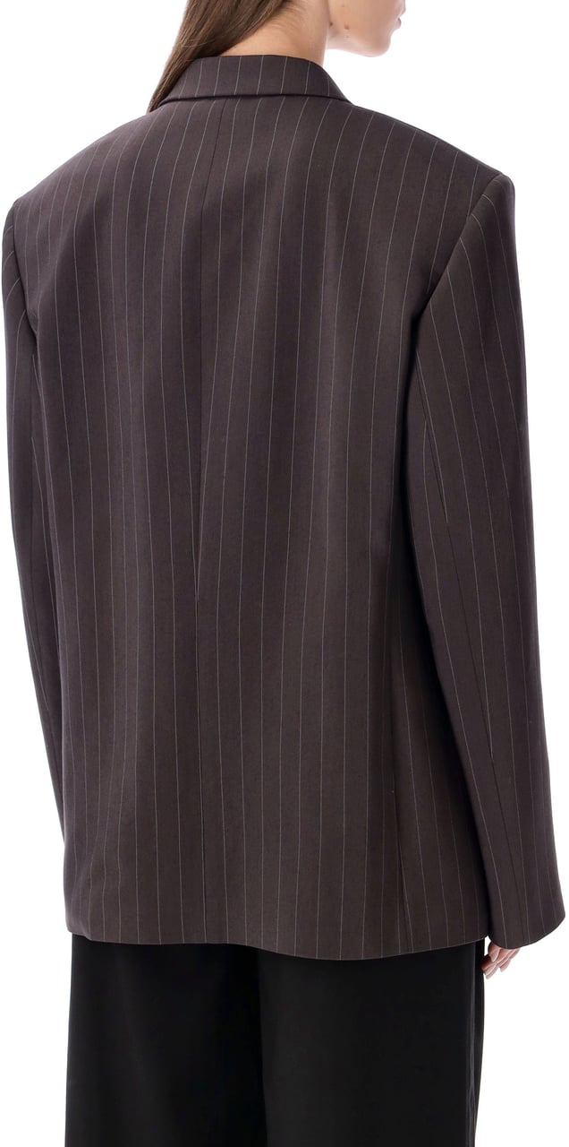 Magda Butrym Db Breast Pin Stripe Jacket Brown Pin Stripe Bruin