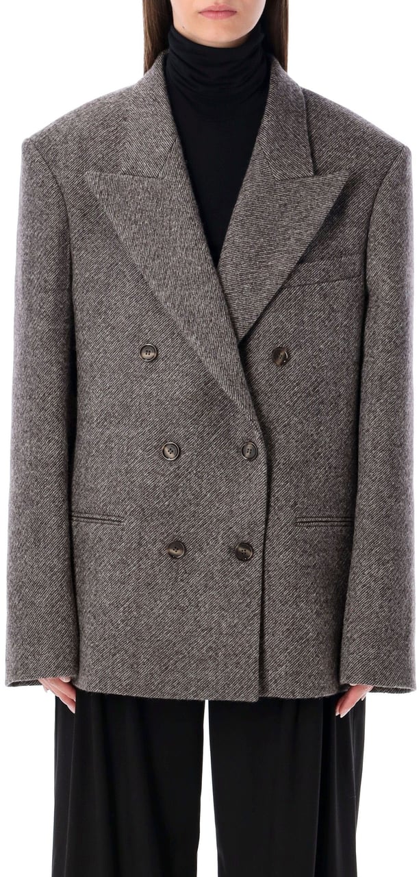 Magda Butrym Wool Chevron Jacket Db Grigio Grijs