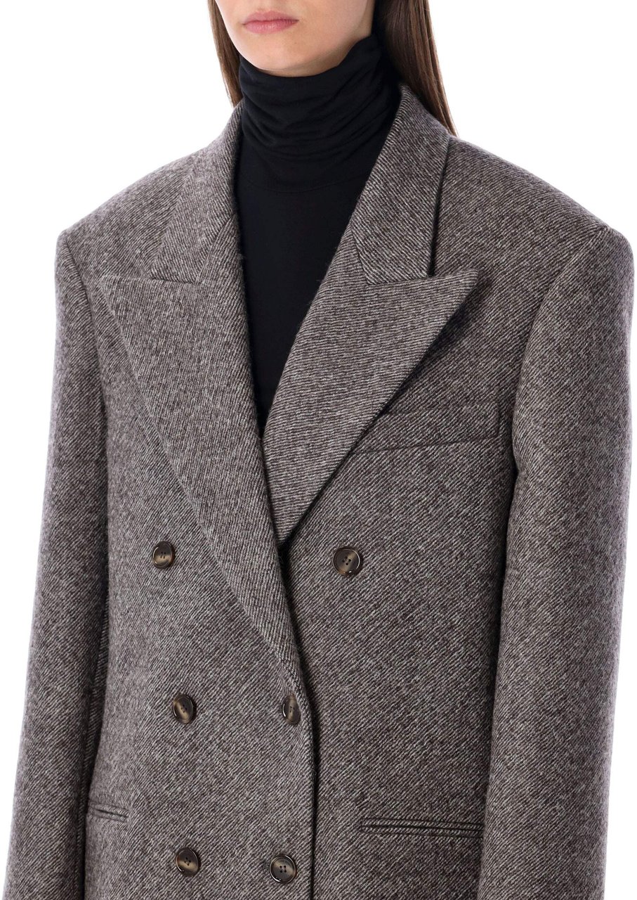 Magda Butrym Wool Chevron Jacket Db Grigio Grijs