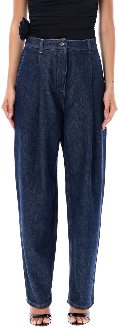 Magda Butrym Denim Pleated Blu Blauw