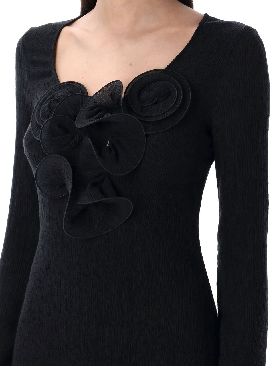 Magda Butrym Dress 01 Black Midi Dress Ls Nero Zwart
