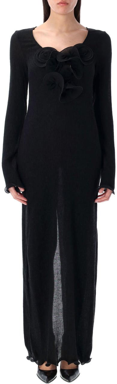 Magda Butrym Dress 01 Black Midi Dress Ls Nero Zwart