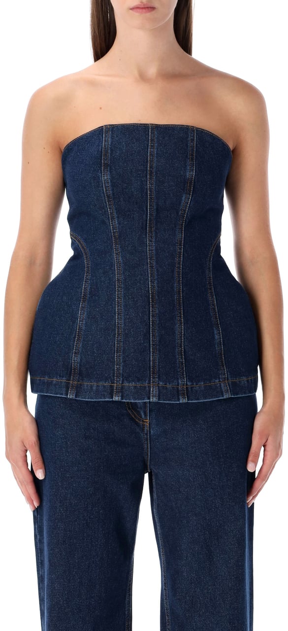Magda Butrym Bustier Denim Top Blu Navy