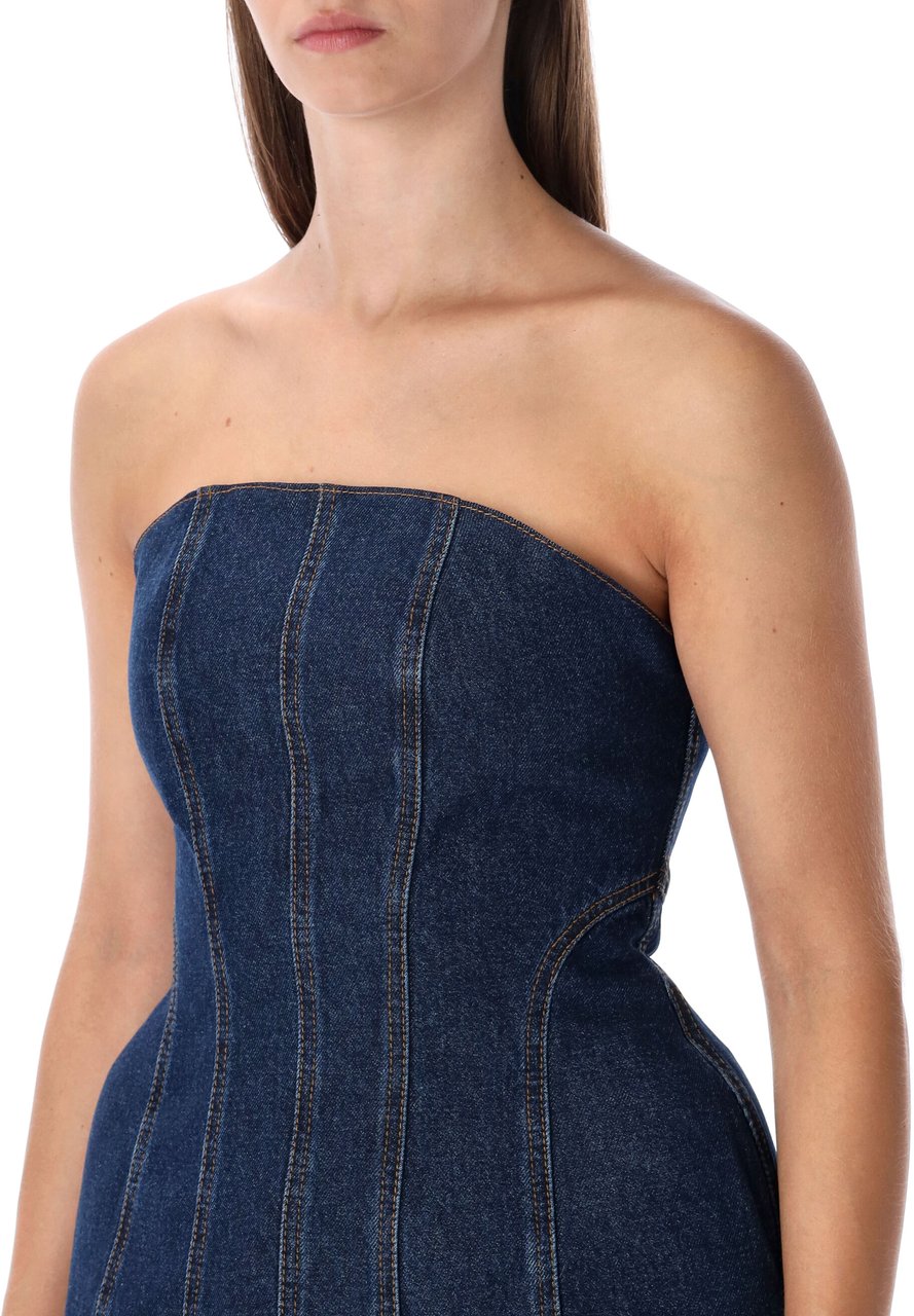 Magda Butrym Bustier Denim Top Blu Navy