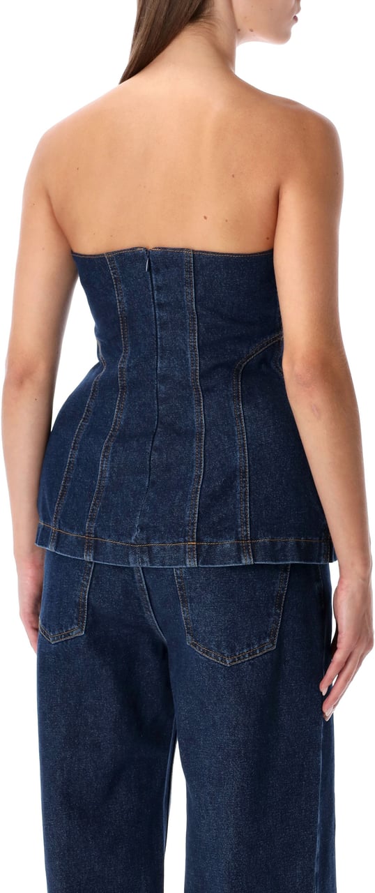 Magda Butrym Bustier Denim Top Blu Navy