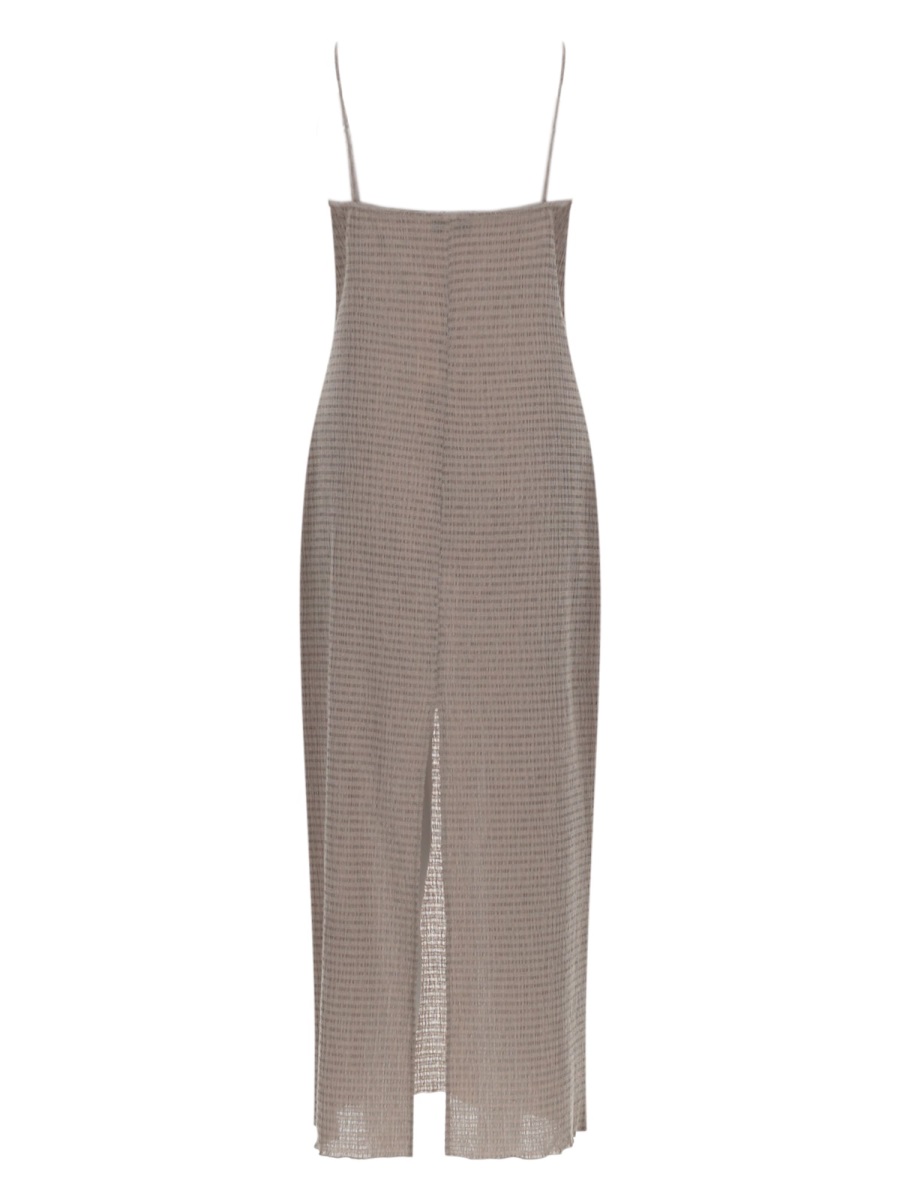 Magda Butrym Textured Knit Fitted Midi Dress Neutraal