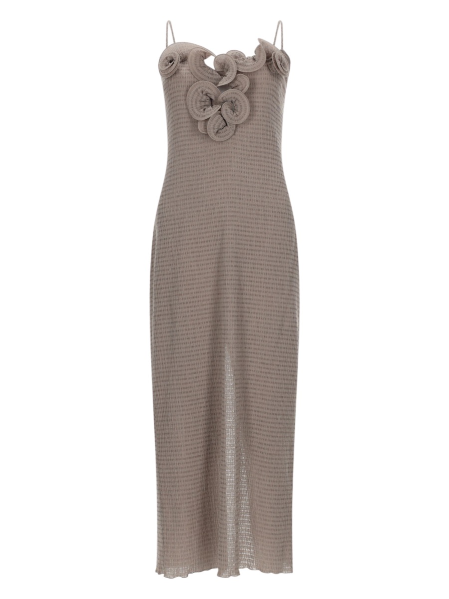 Magda Butrym Textured Knit Fitted Midi Dress Neutraal