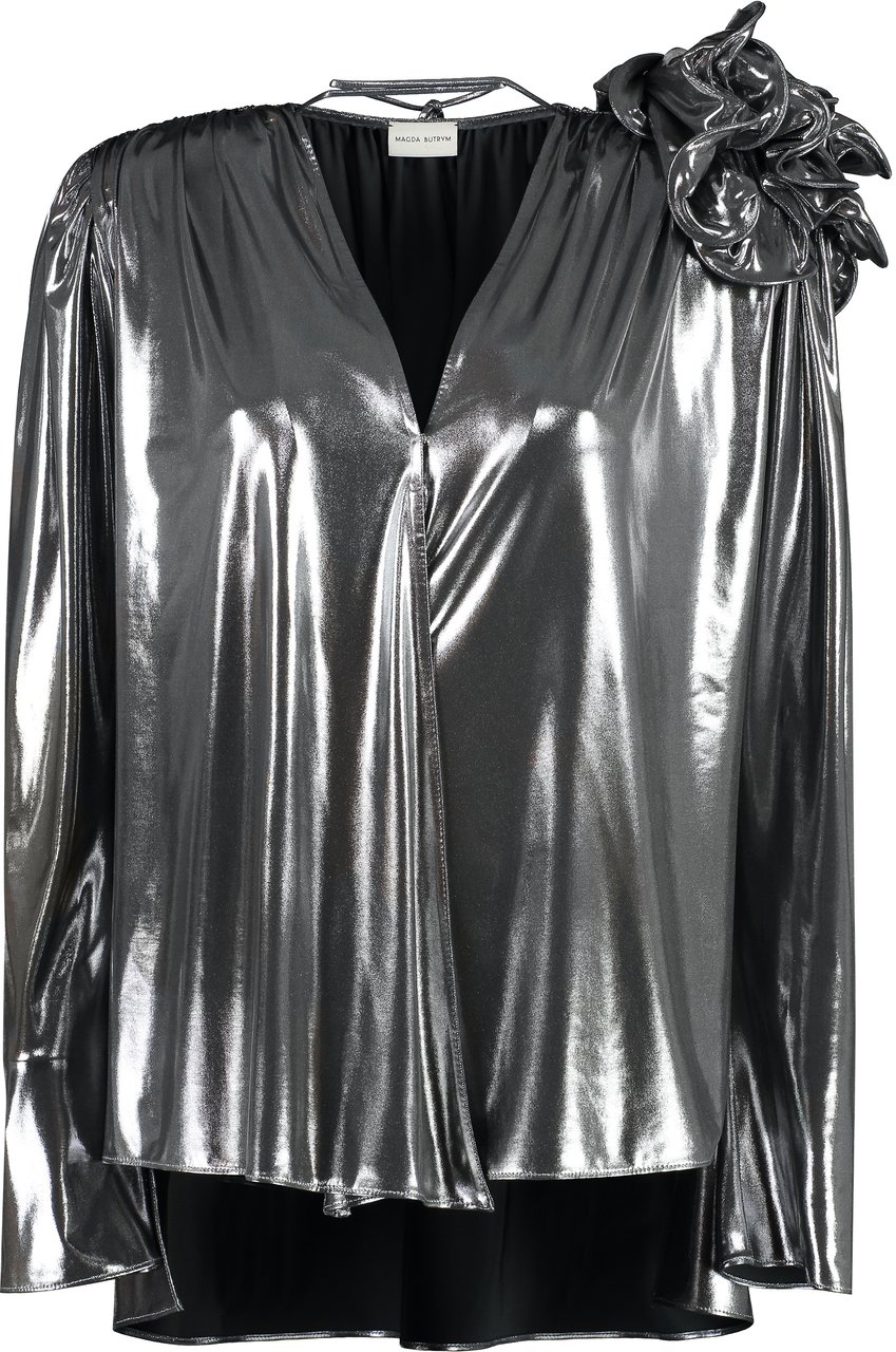 Magda Butrym Blouse with ruffles Zilver