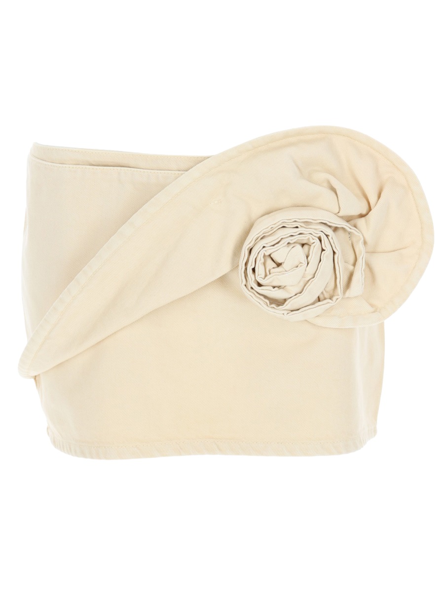 Magda Butrym Neutral Rolled Fabric Fitted Miniskirt Neutraal