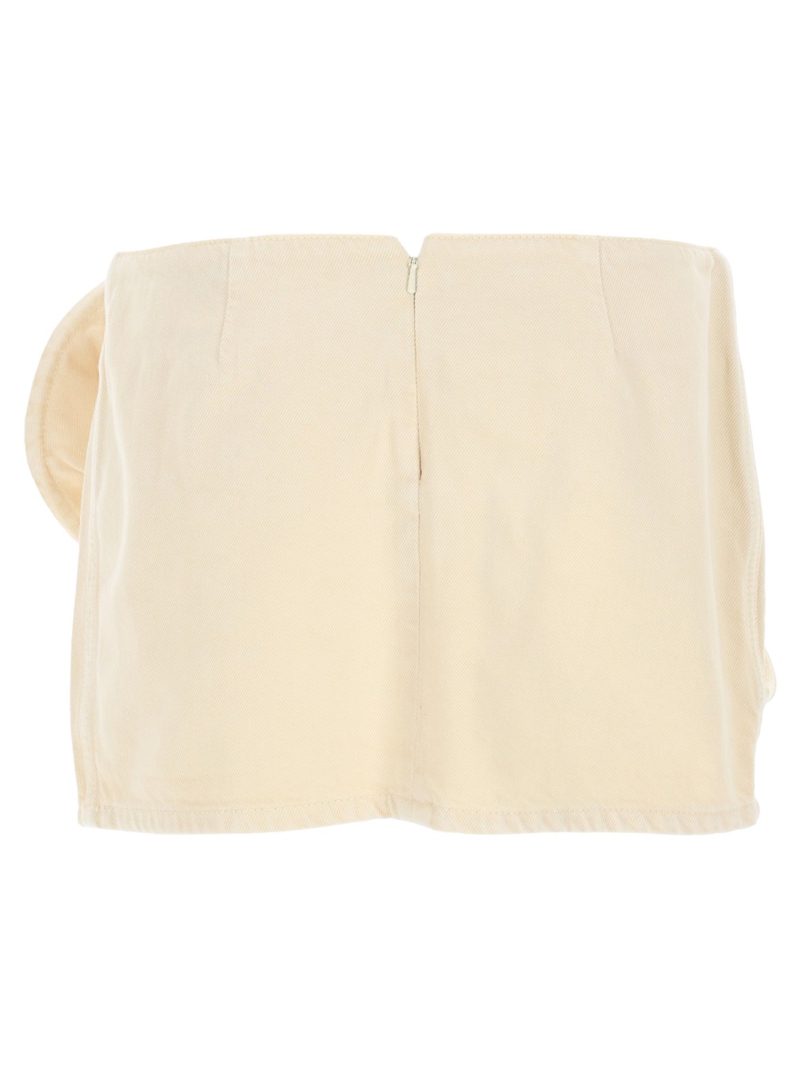 Magda Butrym Neutral Rolled Fabric Fitted Miniskirt Neutraal
