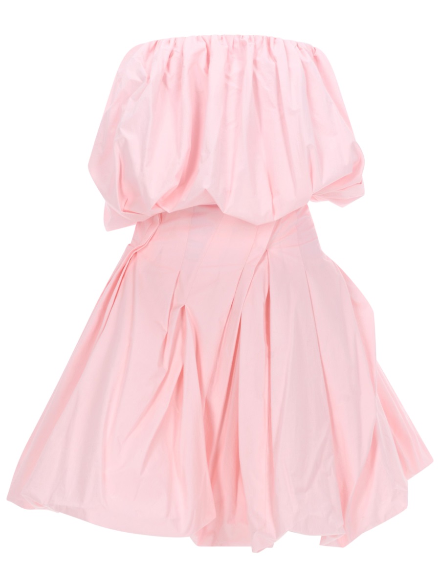 Magda Butrym Strapless Gathered Poplin Mini Dress Neutraal