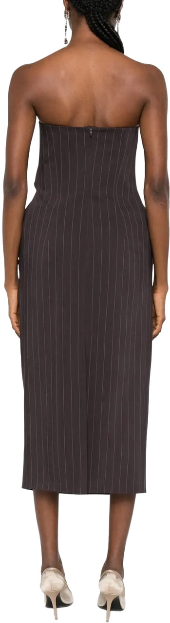 Magda Butrym Dress 16 Brown Stripes Rood